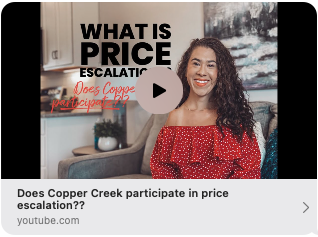 Does Copper Creek participate in price escalation regarding new home construction in Grand Junction?